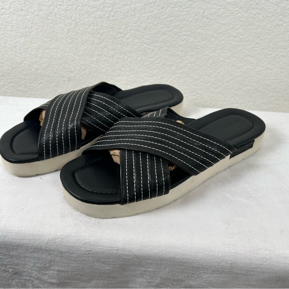 Vince, Camden, Women’s size 10 modern leather slides slip-on sandals preppy